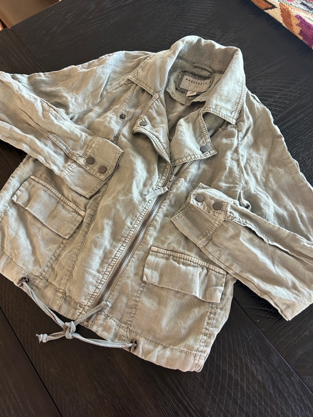Linen Olive Utility/Moto Jacket - Women’s Lightweight Field Coat